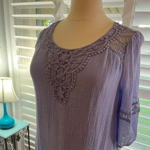 Indigo Rose Crochet Detailed Dress